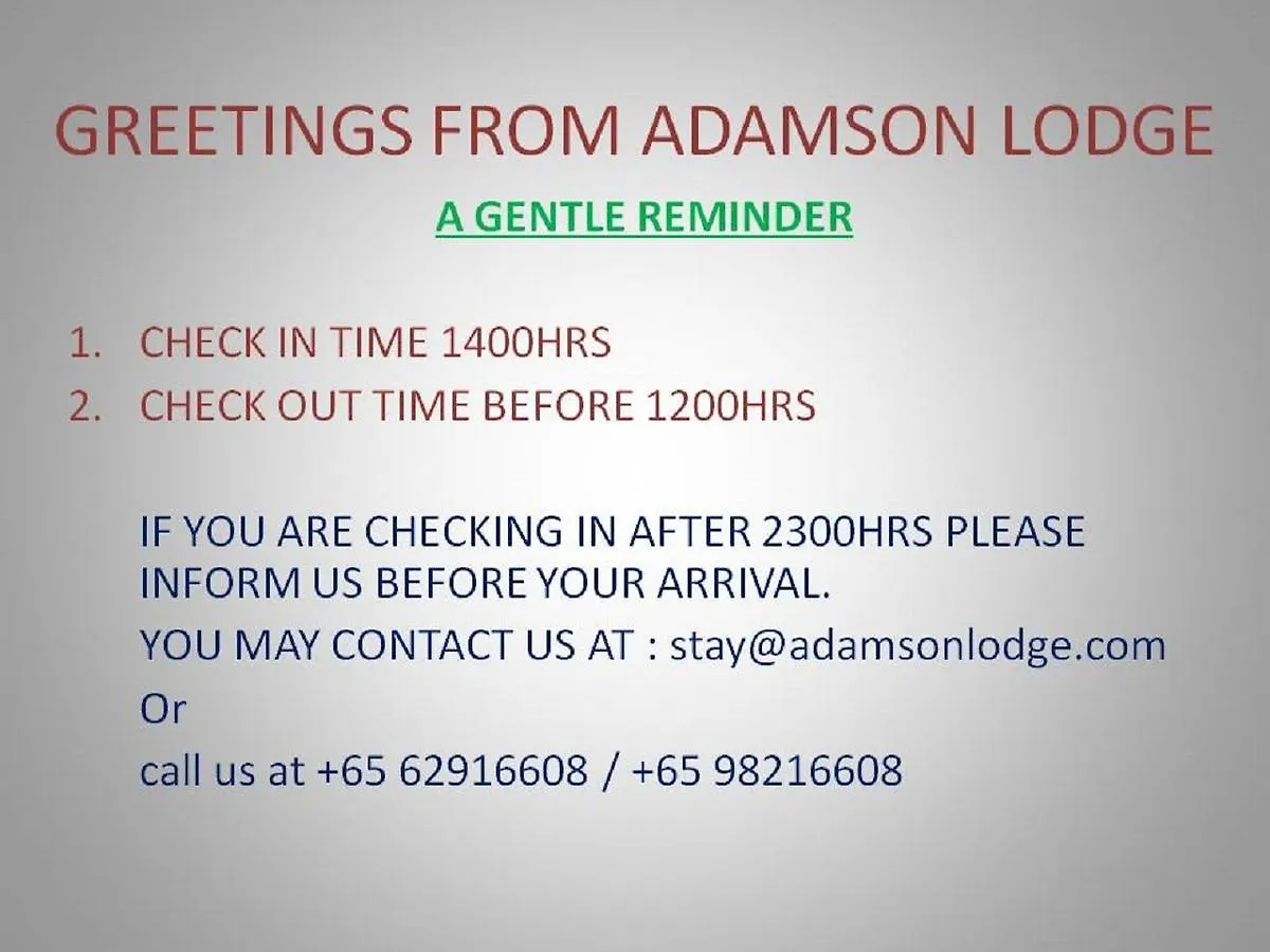 Adamson Lodge - Hostel Singapore Singapore